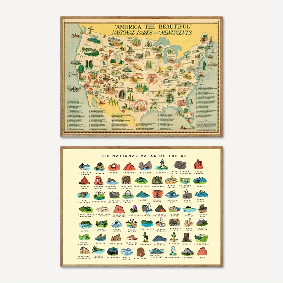 Office Furniture In Usa - Vintage Nationale Parken En Monumenten Kaart
